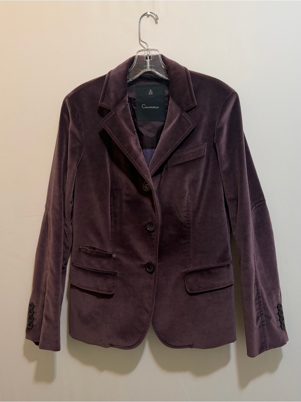 Calvaresi Women's Velvet Blazer Jacket in Plum - Picture 1 of 13
